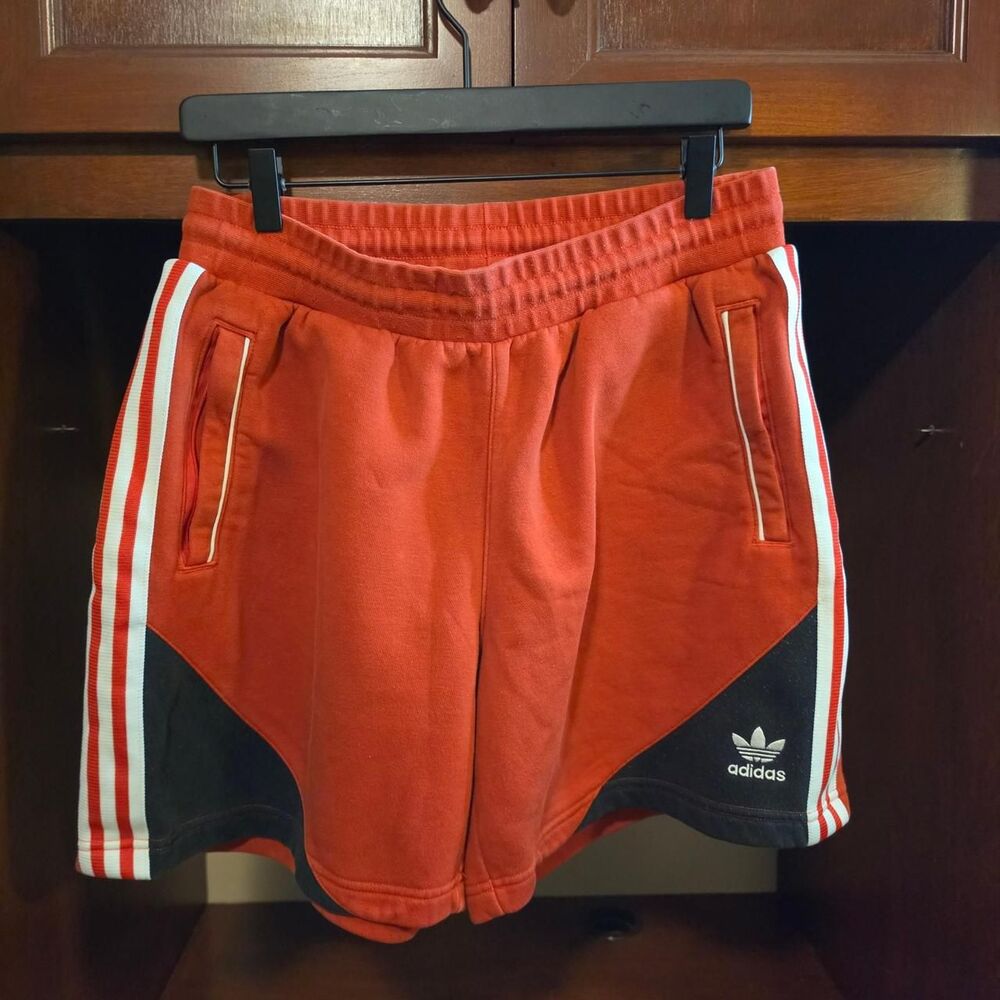 Adidas Men's Red and Black Knit Shorts